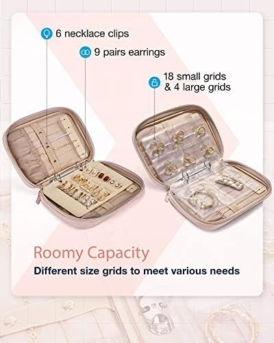 BAGSMART Large Jewelry Travel Organizer Case for Home Jewelry Organizer Storage Ring Binder Jewelry Bags Clear Jewelry Rolls Zipper Pouch Bag for Necklaces, Earrings, Rings, Bracelets, Pink - Image 2