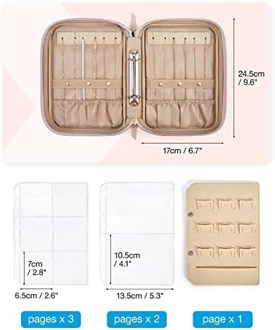 BAGSMART Large Jewelry Travel Organizer Case for Home Jewelry Organizer Storage Ring Binder Jewelry Bags Clear Jewelry Rolls Zipper Pouch Bag for Necklaces, Earrings, Rings, Bracelets, Pink - Image 4