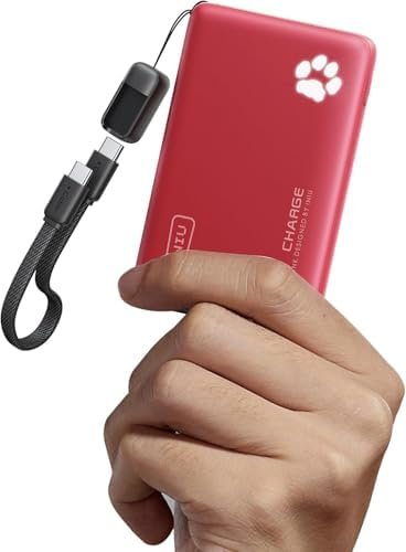 INIU Portable Charger, Ultra Slim 10000mAh 45W PD Power Bank, Fast Charging Mini Battery Pack, Travel Trip Family Essentials Powerbank for College Students Travelers Teen Boys Girls, Red