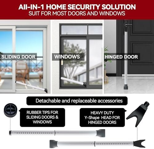 AceMining Upgraded Door Security Bar & Sliding Patio Bar, Heavy Duty Stoppers Adjustable Jammer for Home, Apartment, Travel (2 Pack,White) - Image 2