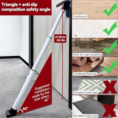 AceMining Upgraded Door Security Bar & Sliding Patio Bar, Heavy Duty Stoppers Adjustable Jammer for Home, Apartment, Travel (2 Pack,White) - Image 6