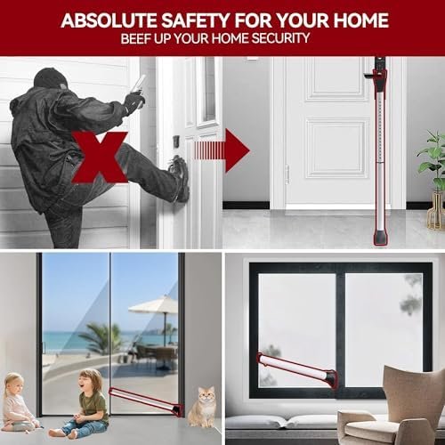 AceMining Upgraded Door Security Bar & Sliding Patio Bar, Heavy Duty Stoppers Adjustable Jammer for Home, Apartment, Travel (2 Pack,White) - Image 7