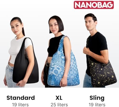 Nanobag Ultra-Lightweight Foldable Tote for Women & Men, Reusable Grocery & Travel Bag, Packable Collapsible Compact Market Essential (Standard Black) - Image 8