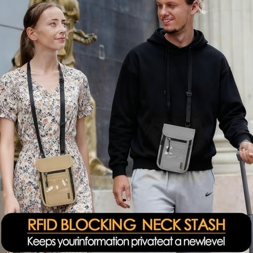 Travel Neck Wallet RFID Blocking – Hidden Passport Holder & Anti-Theft Money Pouch for Men & Women, Lightweight Concealed Undergarment Organizer with Adjustable Strap, Secure Document Holder - Image 6