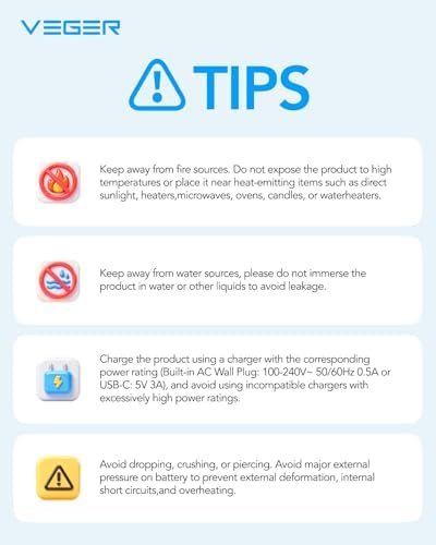 VEGER Portable Charger for iPhone Built in Cables and Wall Plug, 10000mah Slim Fast Charging USB C Power Bank, Travel Essential Battery Pack Compatible with iPhones, iPad, Samsung More Devices(White) - Image 9