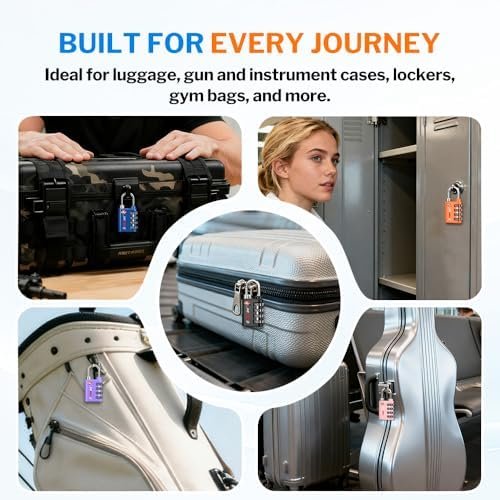 Forge Dual-Opening: Key or Combination Lock, TSA Approved Lock for Luggage, Pelican case, Travel, Gym, School,Luggage Combination Lock,Travel Bag Lock (Black 2 Pack) - Image 6