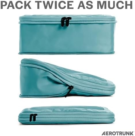 Aerotrunk Compression Packing Cubes for Travel - Luggage Organizer Bags - Double Zipper Packing Cubes for Suitcases (4-Pack, Teal) - Image 2