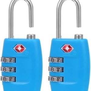 2 Pcs TSA-Approved Travel Luggage Locks Blue Metal Combination Locks for Suitcase, Toolbox, and Locker Security, Small Coded Padlocks for Travel Safety