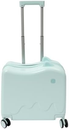 18" Kids Carry On Luggage, Kids Ride On Suitcase with Wheels, Rolling Luggage with Password Lock and Adjustable Handle for Short Trips, School Trips, Outings (Mint Green)