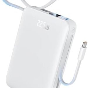 Portable Charger 50000mAh Power Bank,Portable Phone Charger with 2 Built in Cables,22.5W Fast Charging Travel Essentials Battery Pack for iPhone/iPad/MacBook/Android/Samsung Galaxy, White