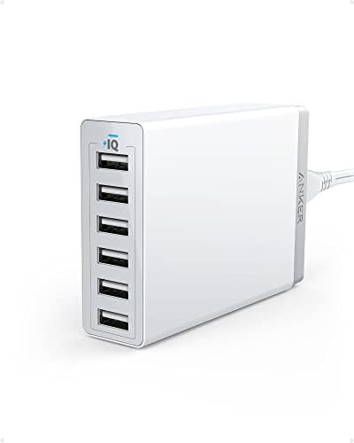 Anker Charger, 60W 6 Port USB Charging Station, PowerPort 6 Multi USB Charger for iPhone 14/13 Series, iPad Pro/Air/Mini, Galaxy S23/S22/S21, Note 20 Ultra, LG, HTC, and More