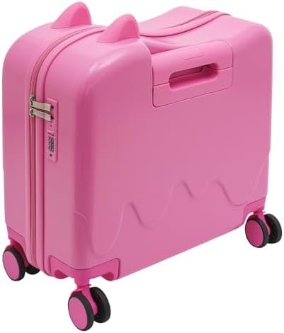Kids Ride-On Rolling Suitcase, Carry on Suitcase for Travel, Rolling Luggage with Spinner Wheels, Carry Trolley with Password Lock, 18 x 9.1 x 17.1 inches, Ages 3-6 (Pink) - Image 3