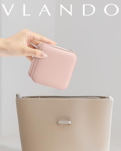 Vlando Travel Jewelry Case - Valentines Day Gifts for Her - Small Jewelry Travel Organizer Box Travel Essentials Gift for Teen Girl Women - Pink - Image 6