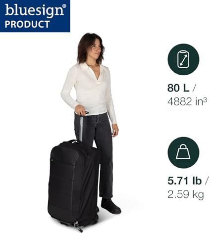 Osprey Ozone 2-Wheel 80L/27 Checked Luggage - Lightweight Rolling Bag with High Clearance and Oversized Wheels - Travel Suitcase with Mesh Organization, Trolley Handle and Add-a-Bag Strap, Black - Image 2