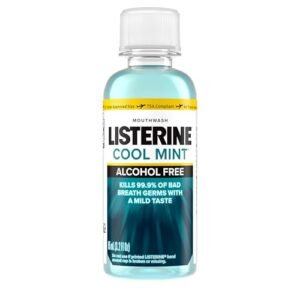 Listerine Zero Alcohol Mouthwash, Less Intense Alcohol-Free Oral Care Formula for Bad Breath, Cool Mint Flavor, 3.2 fl. oz(Pack of 1)