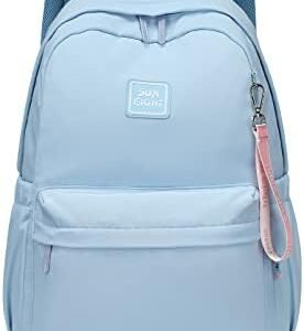 Caran·Y Kids Backpack Large Space Waterproof Classic School Backpack Light Weight Two Size Multi-pocket Toddler Backpack (Aqua Blue, Medium)