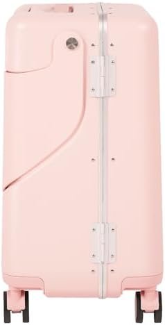 smilesun 20" Carry On Luggage with Seat For Kids & Adults，Hardside Ride On Suitcase with 360°Spinner and TSA Lock For Travel(Light Pink, 20-in) - Image 2