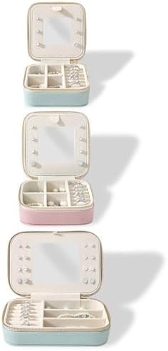 Genuine Leather Travel Jewelry Organizer Case with Mirror for Women, Small Mini Portable Jewelry Box for Ring Earrings Necklace Bracelet Luxury Gift for Women(Brown) - Image 6