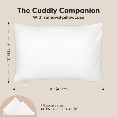 Toddler Pillow with Pillowcase - 13x18 My Little Cuddly Pillow, Viscose Derived From Bamboo Nursery Toddler Pillows for Sleeping,Kids Pillow,Small Travel Pillows,Mini Toddler Bed Pillow (Soft White) - Image 4