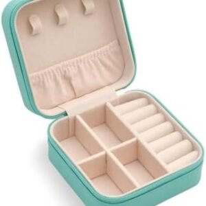 Mini Jewelry Travel Case, Small Portable Jewellry Organizer Box Portable Display Storage Box for Rings Earrings Necklaces, Gifts for Girl, Women, Wedding, Birthday,New Year,Christmas Gifts (Blue)