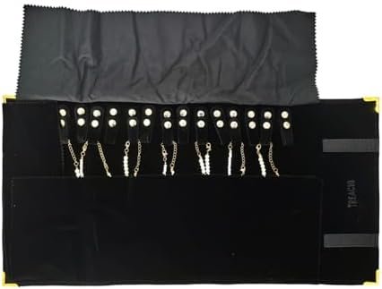 Portable Jewelry Roll Metal Coner Bag Necklace Chain Braclet Black Velvet Travel Pouch - Image 2