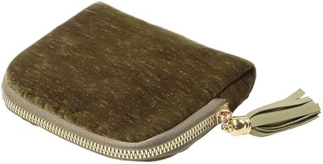 Travel Jewelry Case, Small High-End Large-Capacity Tassel Storage Bag Gifts for Women, Pouch Bags with Zipper, Velvet Jewelry Organizer Storage Bag for Bracelet Rings Earring (Matcha)