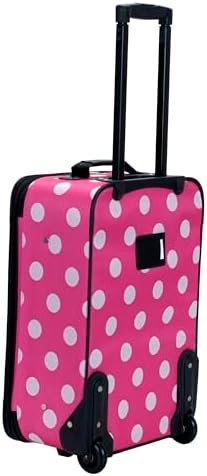 Rockland Fashion Softside Upright Luggage Set, Expandable, Pink Dots, 2-Piece (14/19) - Image 4