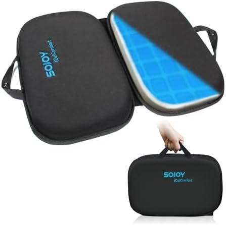 Sojoy iGelComfort 3 in 1 Foldable Gel Seat Cushion Featured with Memory Foam (A Must-Have Travel Cushion! Smart, Easy Travel Cushion) (Size: 18.5“ x 15" x 2")