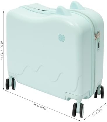 18" Kids Carry On Luggage, Kids Ride On Suitcase with Wheels, Rolling Luggage with Password Lock and Adjustable Handle for Short Trips, School Trips, Outings (Mint Green) - Image 3