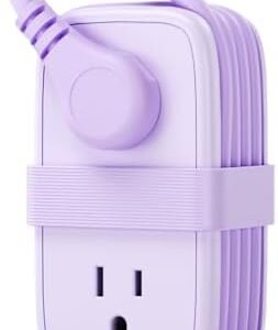 NTONPOWER Purple Travel Power Strip,Travel Essentials 4 Outlets 3 USB(1 C) with 4FT Wrapped Extension Cord Flat Plug, Cruise Essentials 2026 for Hotel Travel Cruise Essentials