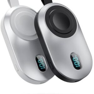 [2-Pack]Portable Charger for Apple Watch Series,Compact Wireless Magnetic iWatch Charger,2800mAh Fast Charging Power Bank for Apple Watch Series 10/9/8/7/6/SE/5/4/ 3/2/1/Nike/Ultra/Ultra 2-Black+White