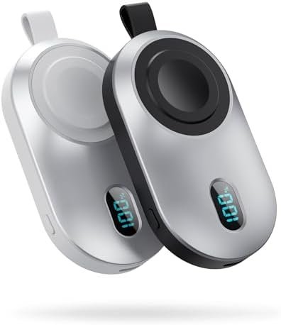 [2-Pack]Portable Charger for Apple Watch Series,Compact Wireless Magnetic iWatch Charger,2800mAh Fast Charging Power Bank for Apple Watch Series 10/9/8/7/6/SE/5/4/ 3/2/1/Nike/Ultra/Ultra 2-Black+White