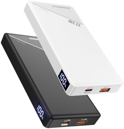 GENSROCK 2 Pack Portable Charger Power Bank 10000mAh, PD 22.5W Fast Charging Power Bank,LED Display Battery Pack for iPhone17/16/15/14/13 Series, Samsung, Google, Pixel, LG, iPad