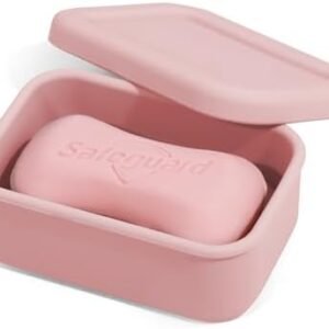 Leak Proof Silicone Travel Soap Case with Draining Tray - Bar Soap Holder for Travel, Gym & Camping - Mess-Free Portable Soap Container for Carry-on Bags (Light Pink)