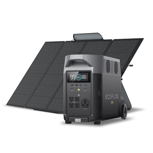 EF ECOFLOW Solar Generator 120V/3.6KWh DELTA Pro with 400W Portable Solar Panel, 23% High Efficiency, 5 AC Outlets, 3600W Portable Power Station for Home Backup Outdoors Camping RV Emergency