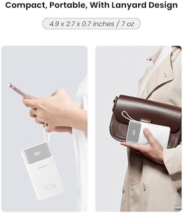 PISEN 3C Certified Power Bank - 10000mAh 22.5W CCC Power Bank with Built in Cable, Travel Battery Pack Portable 3C Charger with LED Display, Portable Charger with Built in Cable for iPhone, Samsung - Image 5