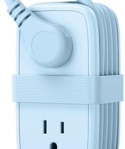 NTONPOWER Travel Power Strip,Travel Essentials 4 Outlets 3 USB(1 C) with 4FT Wrapped Extension Cord Flat Plug, Cruise Essentials 2026 for Hotel Travel Cruise Essentials, Blue