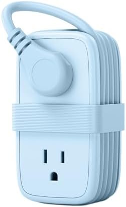 NTONPOWER Travel Power Strip,Travel Essentials 4 Outlets 3 USB(1 C) with 4FT Wrapped Extension Cord Flat Plug, Cruise Essentials 2026 for Hotel Travel Cruise Essentials, Blue