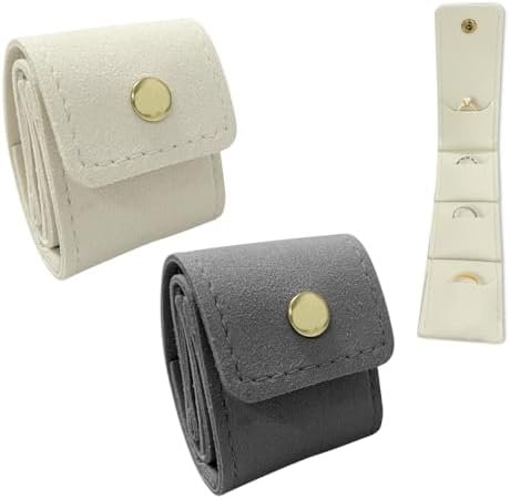 Mini Foldable Travel Jewelry Bag,PU leather Travel Jewelrys Organizer Case for Earrings, Rings and Necklaces