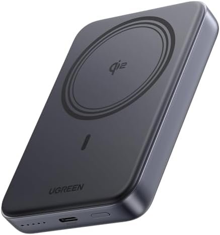 UGREEN Magnetic Power Bank Qi2 Certified 15W Fast Charging Wireless Battery Pack Slim 10000mAh Magsafe Portable Charger with 20W USB-C for iPhone 17/16/15/14/13/12 Series Black