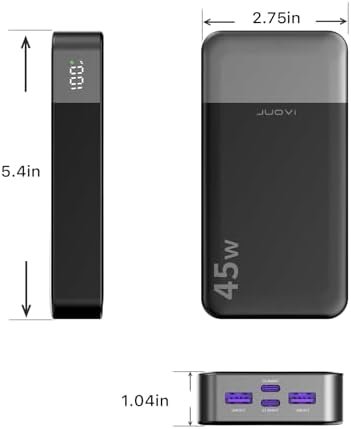 J2621 Power Bank Portable Charger 20000mAh 45W, PD3.0 QC 4.0 Fast Charging Battery Pack with LED Display,2 USB-C,2 USB-A for iPhone 15 16, MacBook - Image 8