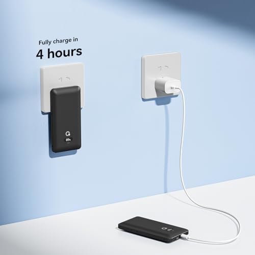 10000mAh Portable Charger with Built-in Cables and AC Wall Plug, USB C Fast Charging Power Bank with 3 Cords,5 Output External Battery Pack Compatible with iPhone,Tablet and All Smart Phones Black - Image 3