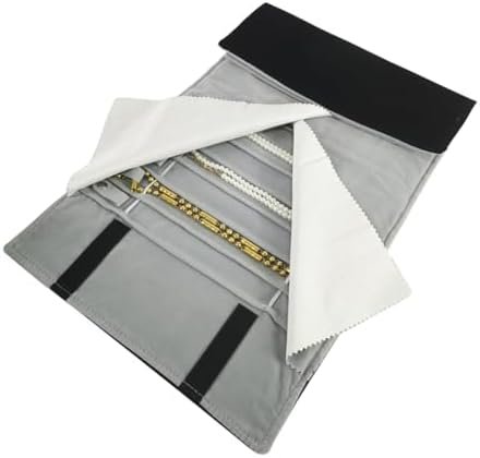 Portable Jewelry Roll Untangled Secure Necklace Travel Storage Bag Displays Holder 16 Chain (Black and Gray) - Image 4