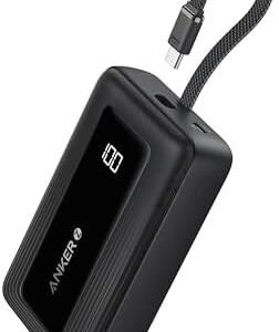 Anker Zolo Power Bank (2025 Upgraded Version), 20,000mAh 30W High-Speed Portable Charger with Built-in USB-C Cable, Battery Pack for iPhone 17/16 / 15 Series, Galaxy, and More