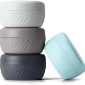 TakeToday Travel Containers for Toiletries, Leak-proof, TSA Approved, Refillable Silicone Cream Jars with Lid Travel Size Essential for Cosmetic toiletry Cream, 2oz, 4 Pack (Gray)