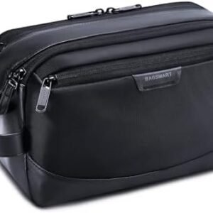 BAGSMART Toiletry Bag for Men, Large Travel Toiletry Organizer, Dopp Kit Water-resistant Shaving Bag for Toiletries Accessories - Black