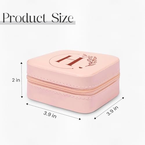 SANDJEST Personalized Jewelry Box, Pink Small Travel Jewelry Box with Initial H, Monogrammed Jewelry Case Organizer for Girls Women Teen, Mini Travel Essentials Gifts for Christmas Birthday - Image 2