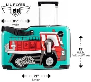 Younglingz LIL FLYER GO Version 2 Ride On Suitcase for Kids | Carry On Luggage with Toddler Seat, Foldable Handlebars, Pedals, and Removable Wheels | Holds up to 80 lbs | FIRETRUCK | Ages 2-6 - Image 7