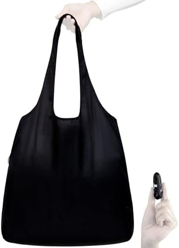 Nanobag Ultra-Lightweight Foldable Tote for Women & Men, Reusable Grocery & Travel Bag, Packable Collapsible Compact Market Essential (Standard Black)