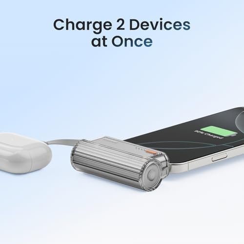 sharge Flow Mini 2 Portable Charger with Built-in Cable 22.5W Max Power Bank for Travel, Fast Charging Battery Pack with iOS and USB-C Connector for iPhone 17/16/15/14, Galaxy, Google Pixel, and More - Image 6